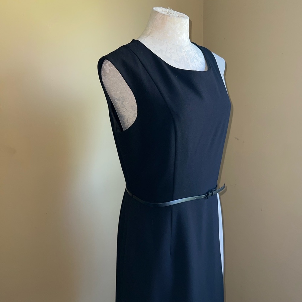 Calvin Klein Black and Cream Colorblock Belted Sheath Dress - Picture 6 of 12